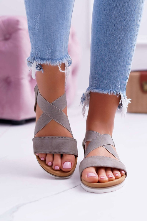 Жіночі босоніжки з гумками кольору хакі Ітако