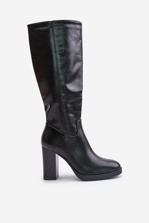 Чоботи з екошкіри на високих підборах, чорні Riamaya