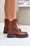 Ботильйони утеплені робочі на блискавці коричневі Leairae