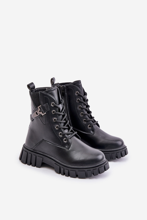 Утеплені чоботи для дівчаток із застібкою-блискавкою та оздобленням чорного кольору Zinnirella