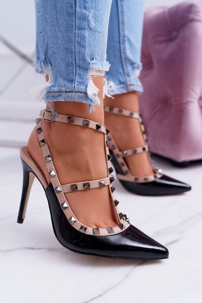Жіночі туфлі Vices лаковані чорні з шпильками Valenti Jets
