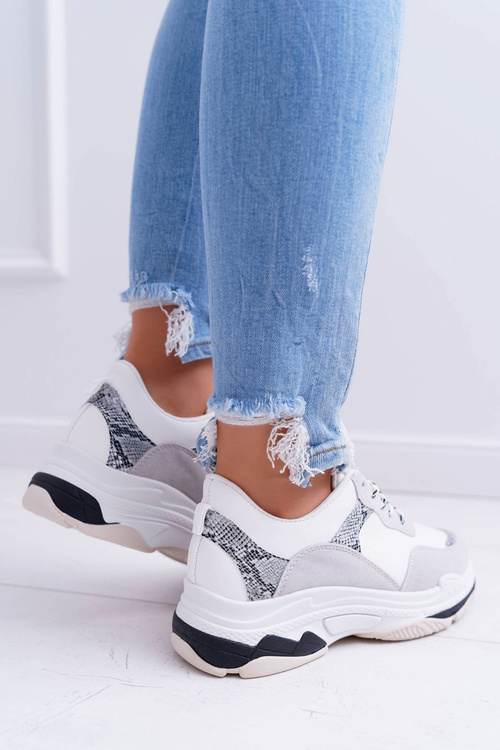 Спортивне жіноче взуття на товстій підошві білі Пам'ятайте