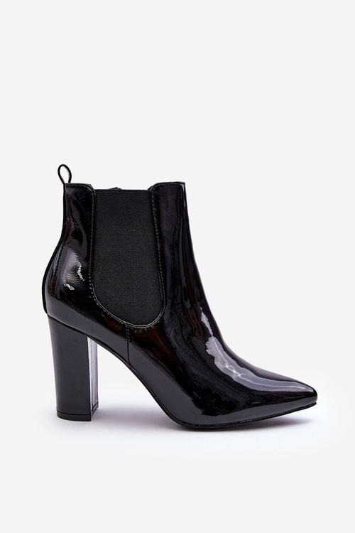 Лаковані чоботи на підборах Чорні Evita