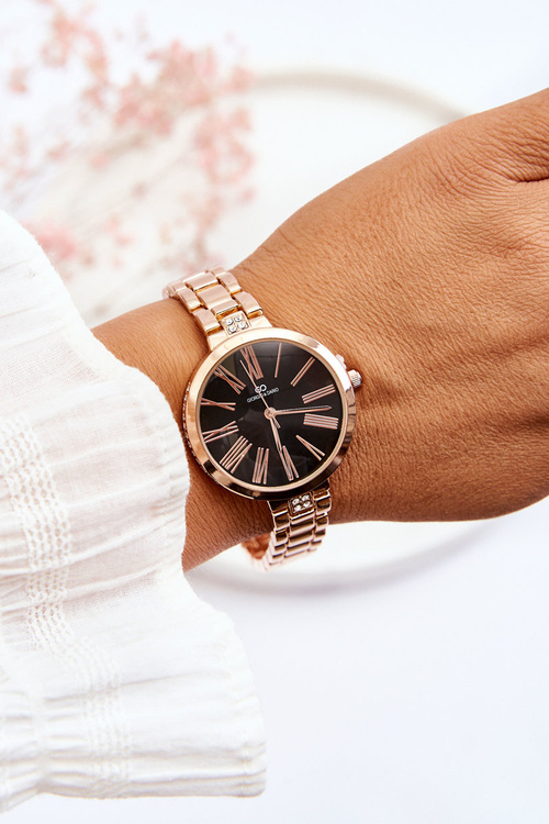 Жіночий годинник Giorgio&Dario Rose Gold з темним циферблатом 