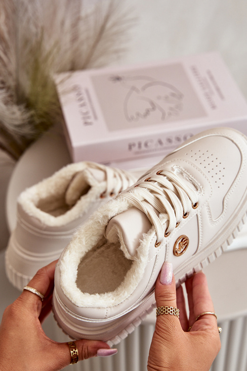 Кросівки жіночі спортивні утеплені на масивній підошві бежеві Verissha