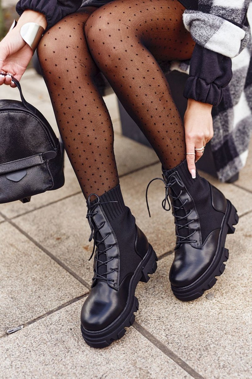 Жіночі байкерські черевики на шнурівці Sock Black My Need