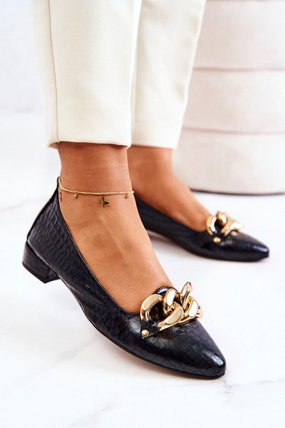 Шкіряні туфлі зі зміїної шкіри, чорні Elissabeth