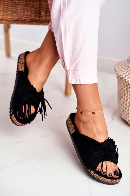 Жіночі шльопанці Black Tassels Marina