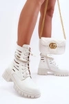Модні чоботи на шнурівці з декоративною смугою White Rocky