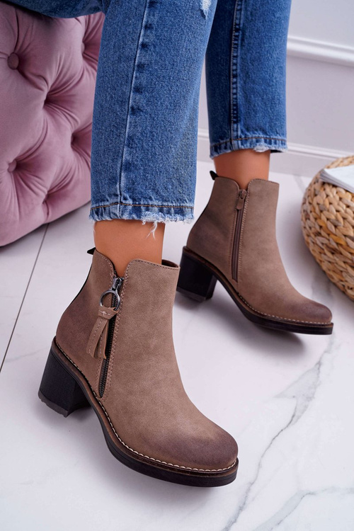 Жіночі валяні утеплені чоботи на шпильці бежеві Delia