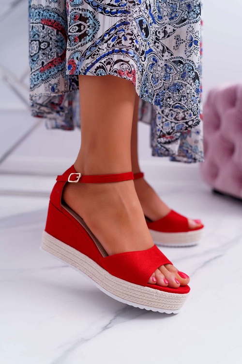Жіночі босоніжки Anchor на платформі замшеві червоні Delima