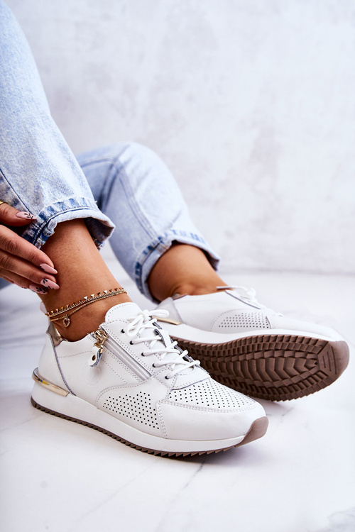 Жіночі спортивні шкіряні кросівки Білі Horessa