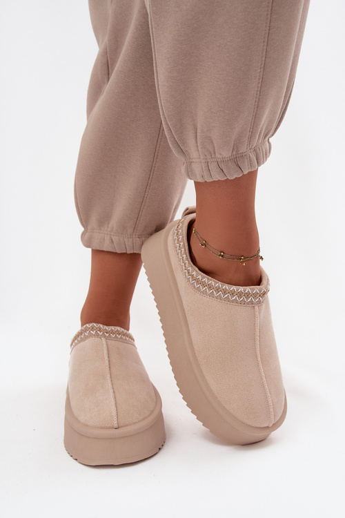 Жіночі зимові черевики з вишивкою світло бежеві Pristina