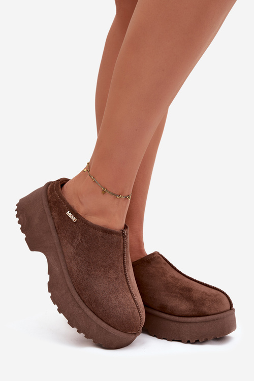 Жіночі снігові чоботи низькі на платформі коричневі Yrenna