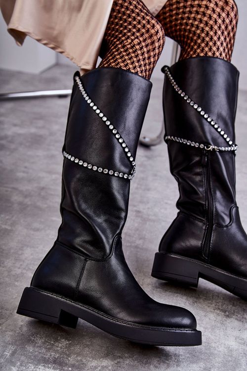 Жіночі чорні чоботи з орнаментом Black Finlay