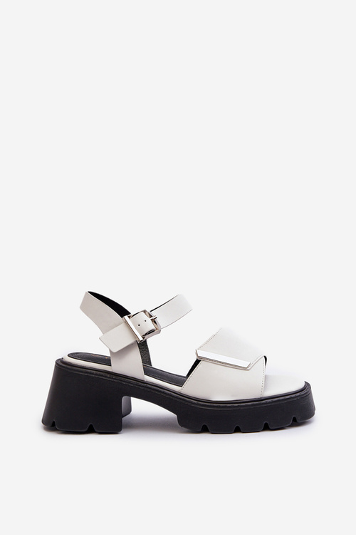 Жіночі босоніжки з еко шкіри на високих підборах і платформі Vinceza 36257 Білі