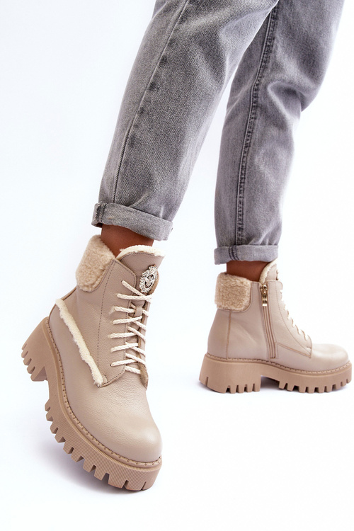 Жіночі шкіряні черевики Trapper бежеві Vergo