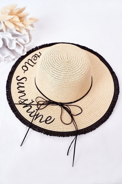 Плетений капелюх BRUNO ROSSI Hello Sunshine Beige-Black