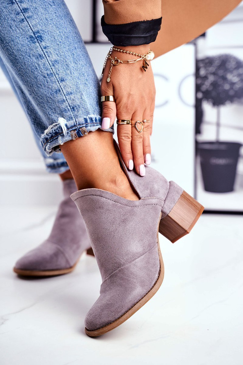 Жіночі чоботи на високих підборах сірі Mini Meliori