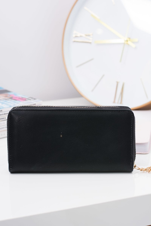 Чорний жіночий великий гаманець-брелок Золоте серце