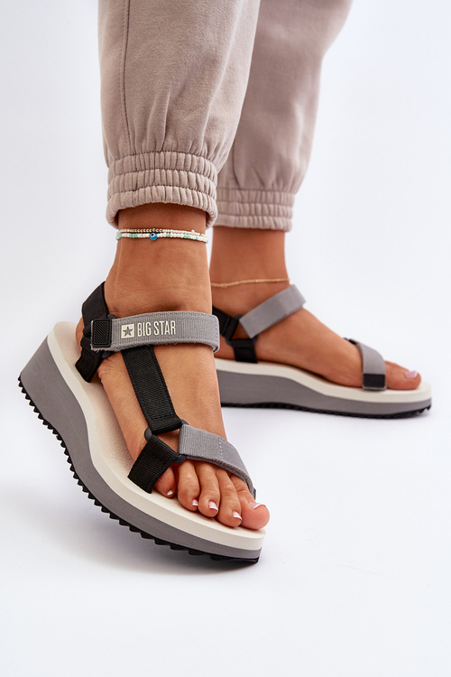 Жіночі босоніжки на платформі та танкетці Big Star NN274A054 сірі