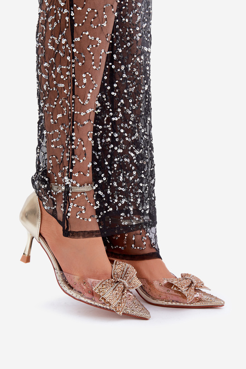 Прикрашені Каблуки З Бантиком Золоті Laviri