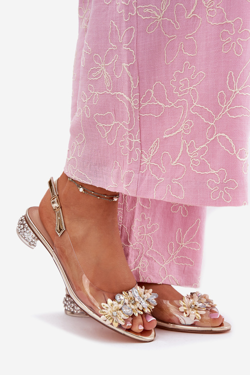 Прозорі Сандалі На Низькому Каблуку З Декором D&A MR51-709 Золоті