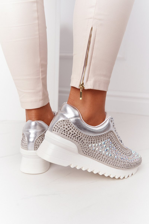 Кросівки на танкетці з паєтками Lu Boo Silver