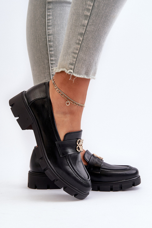 Елегантні жіночі лофери з чорним золотом Tosisa