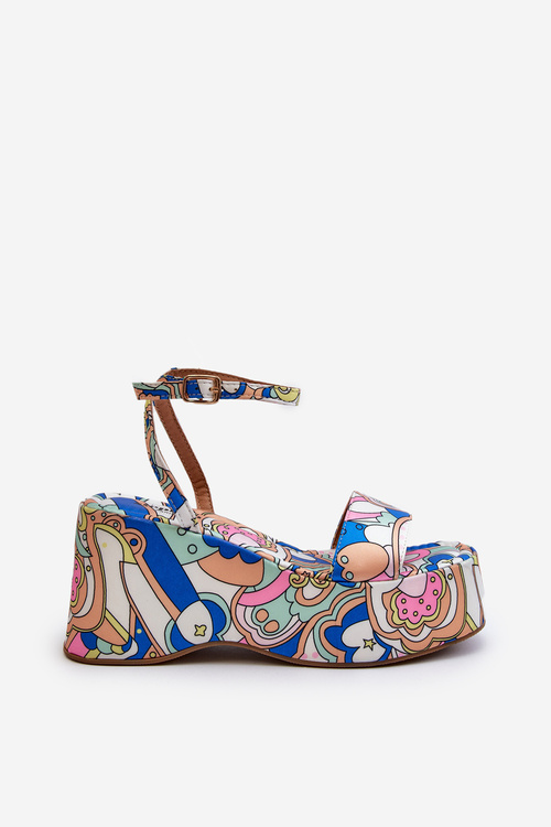 Босоніжки на платформі та танкетці з малюнком різнокольорові Wiandia