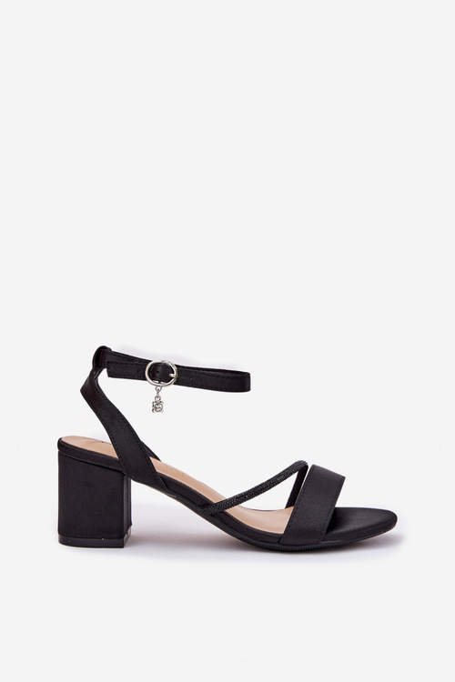 Жіночі Сандалі На Каблуку З Цирконіями 20268 Чорні Vinceza