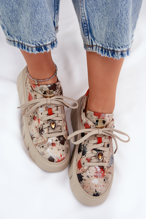 Шкіряні Кросівки На Платформі Maciejka 06891-18 Бежеві