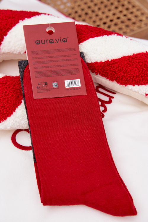 Чоловічі різдвяні шкарпетки з написом і посміхненим Санта Клаусом темно-сірі