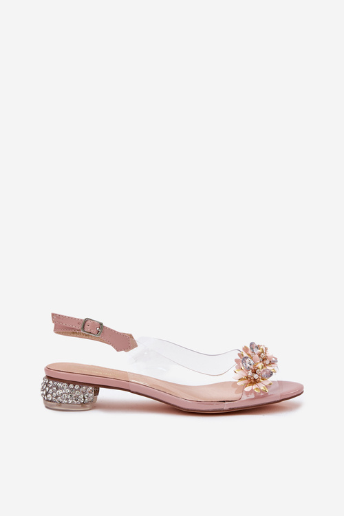 Прозорі Сандалі На Низькому Каблуці З Декором D&A MR51-709 Рожеві