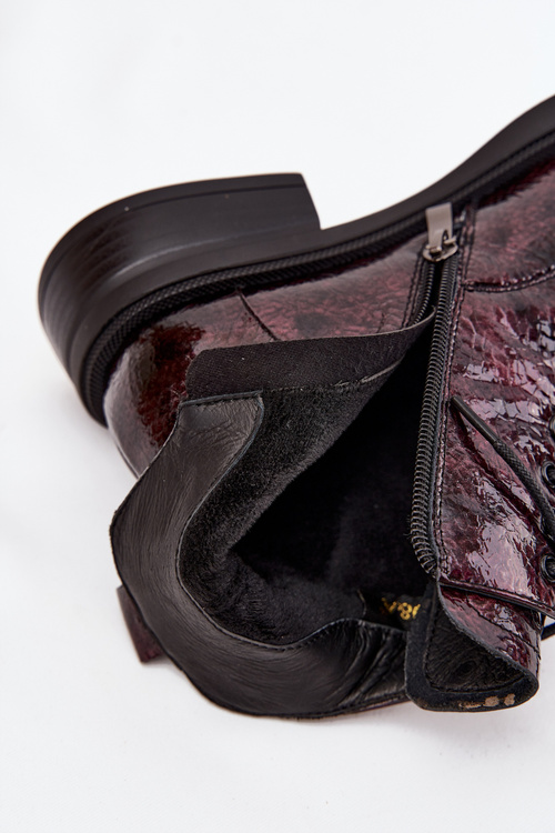 Лаковані шкіряні жіночі чоботи на каблуці D&A LZ52-954 бордові