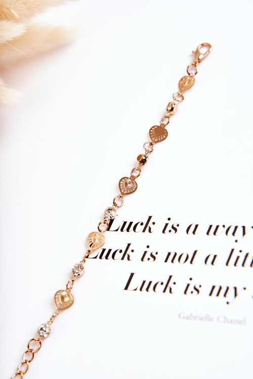 Жіночий регульований браслет із золотим серцем із кубічного цирконію