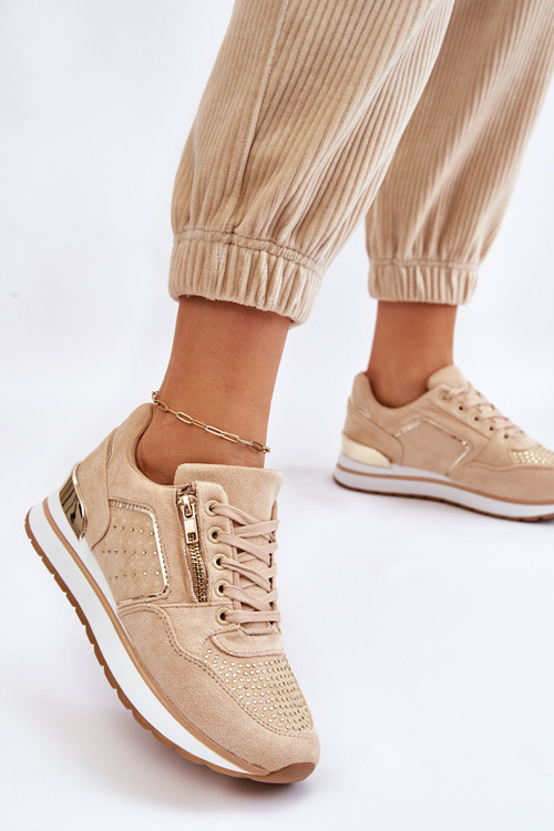Жіноче спортивне взуття з декоративною блискавкою бежеві Adrea