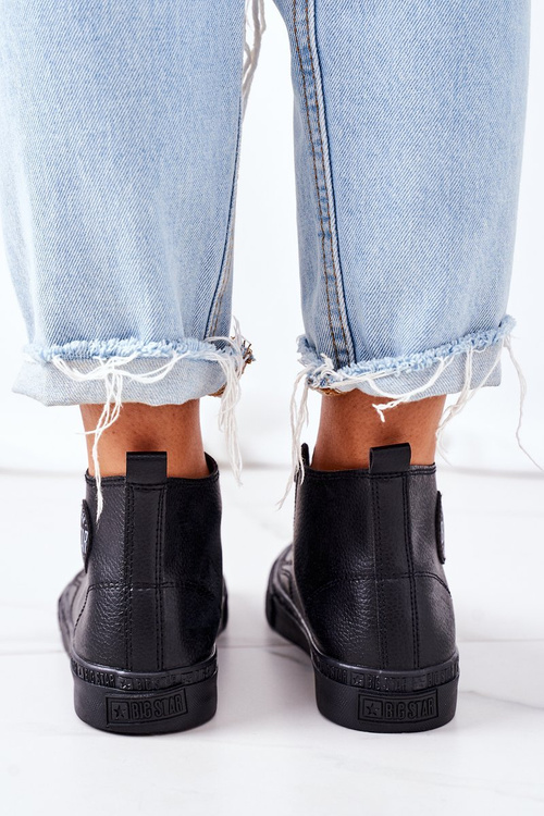 Жіночі шкіряні високі кросівки Big Star GG274015 Чорні