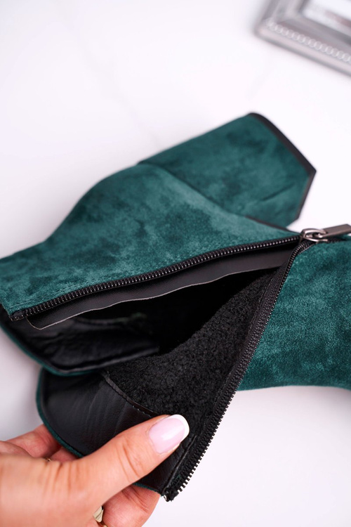 Жіночі чоботи на підборах зелені так добре