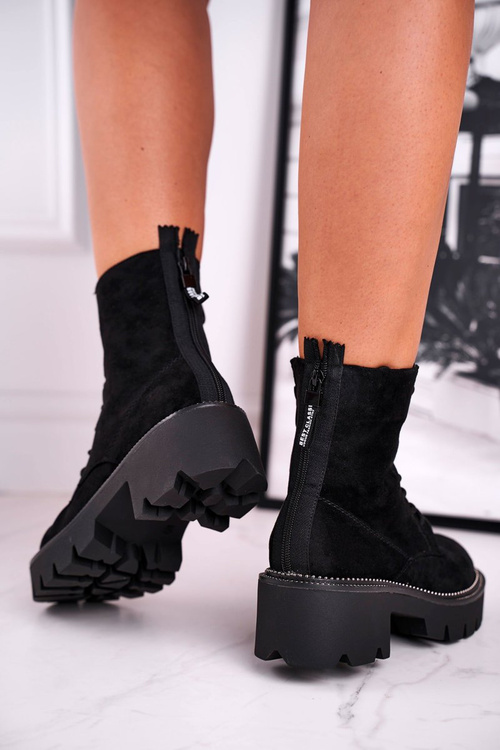 Жіночі черевики на плоскій підошві Чорні Malawi