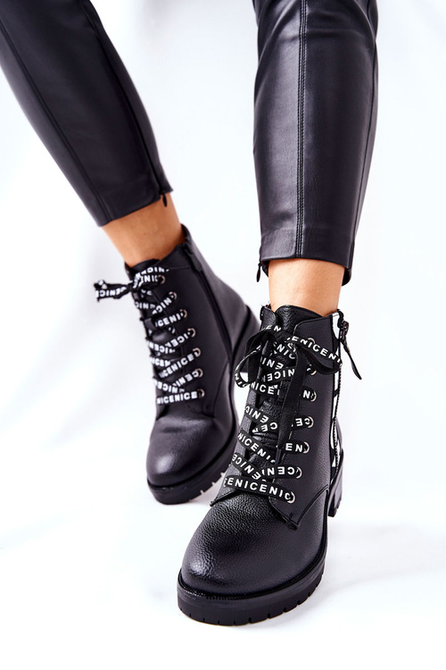 Чорні шкіряні робочі черевики на блискавці Henri