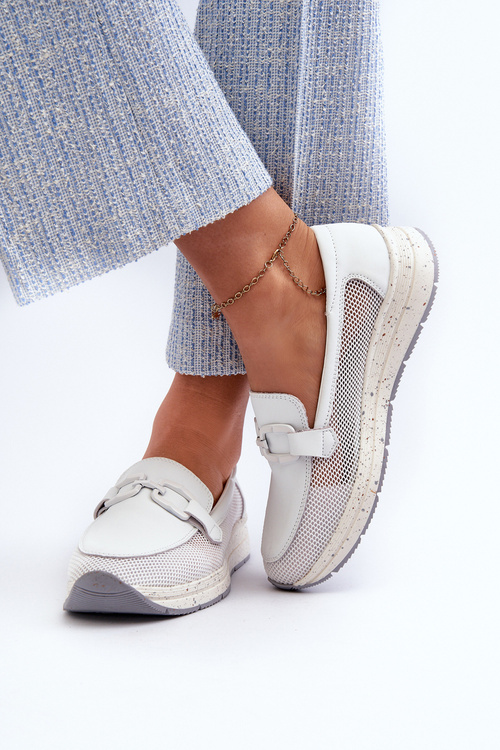 Жіночі шкіряні мокасини D&A TW210 Білі