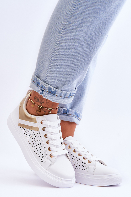 Класичне спортивне взуття з ажурним візерунком Біло-Золотий Веселий