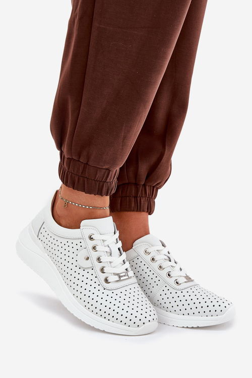 Жіноче Шкіряне Спортивне Взуття Vinceza 79532 Біле