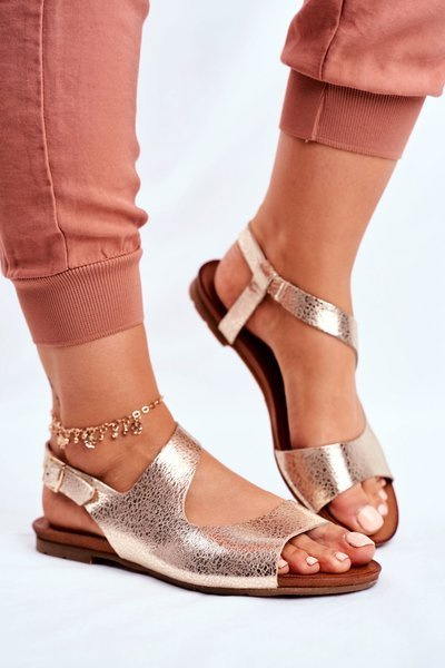 Жіночі босоніжки Laura Mess 1116 Polish Leather Snake Gold Vollare