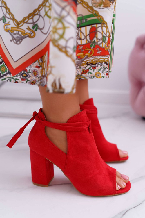 Червоні жіночі босоніжки на шпильці Сірі чоботи з відкритим носком