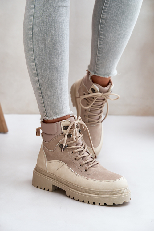 Бежеві жіночі ботильйони Rabaria на шнурівці