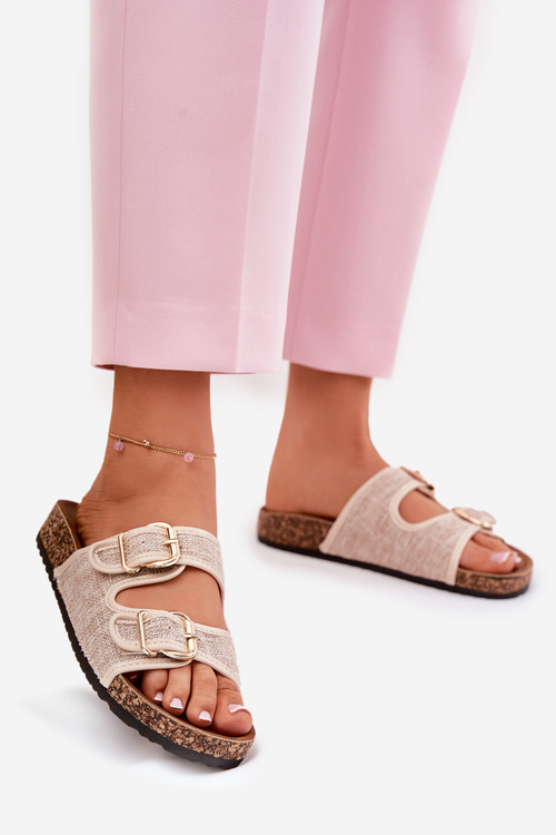 Жіночі Текстильні Сандалі На Корковій Платформі З Пряжками Бежеві Osoffe