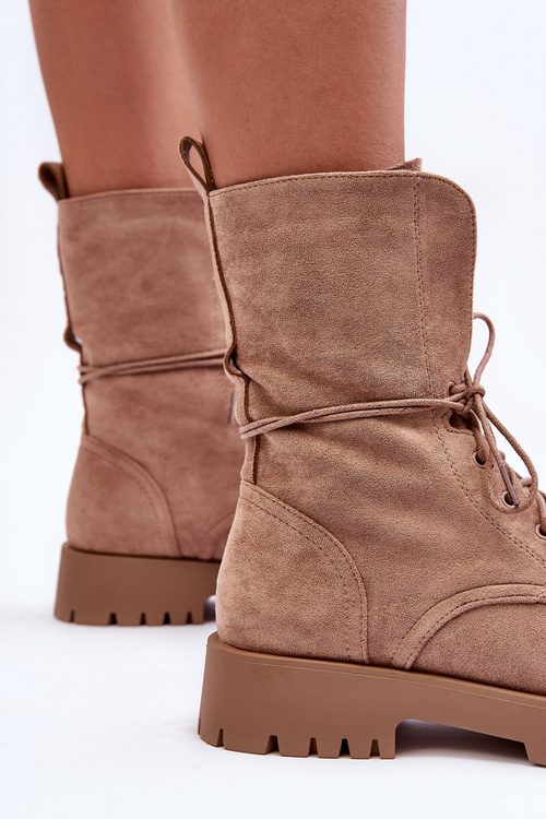 Замшеві ботильйони на плоскій підошві бежеві Jence