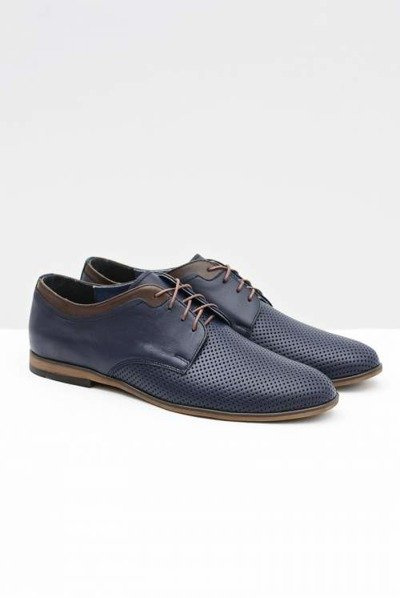 Ажурні чоловічі шкіряні напівчеревики Ettore Navy Blue